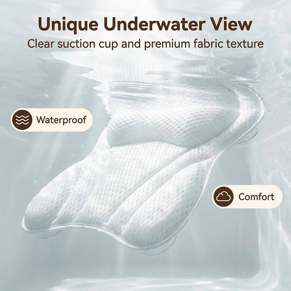PilivKaxi Ergonomic Bath Pillow – High-Density Neck Cushion, Powerful Suction Cups & Breathable Tech