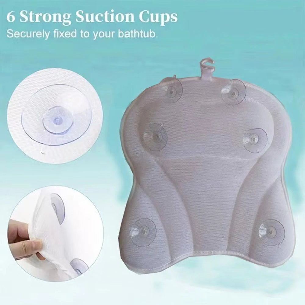 PilivKaxi Ergonomic Bath Pillow – High-Density Neck Cushion, Powerful Suction Cups & Breathable Tech