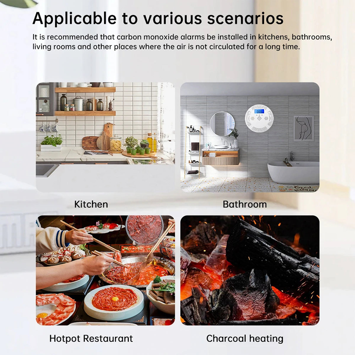 Continuous CO Monitoring With 70dB+ Audible And Visual Alarm At 128ppm Threshold