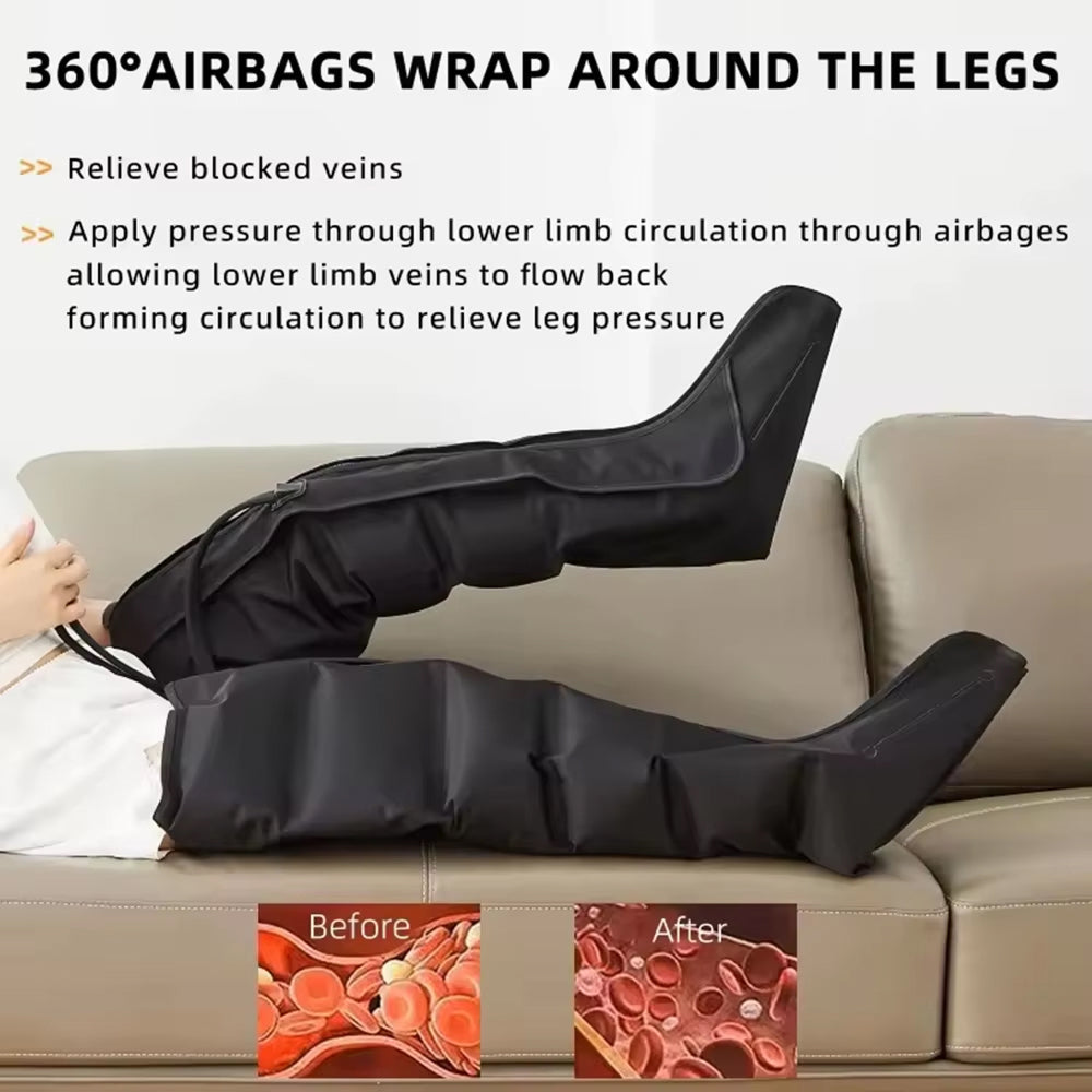 ReliaLeg Air Compression Boots with 9 Massage Modes, 3-Speed Intensity, 360° Coverage and Intuitive LED Touch Screen