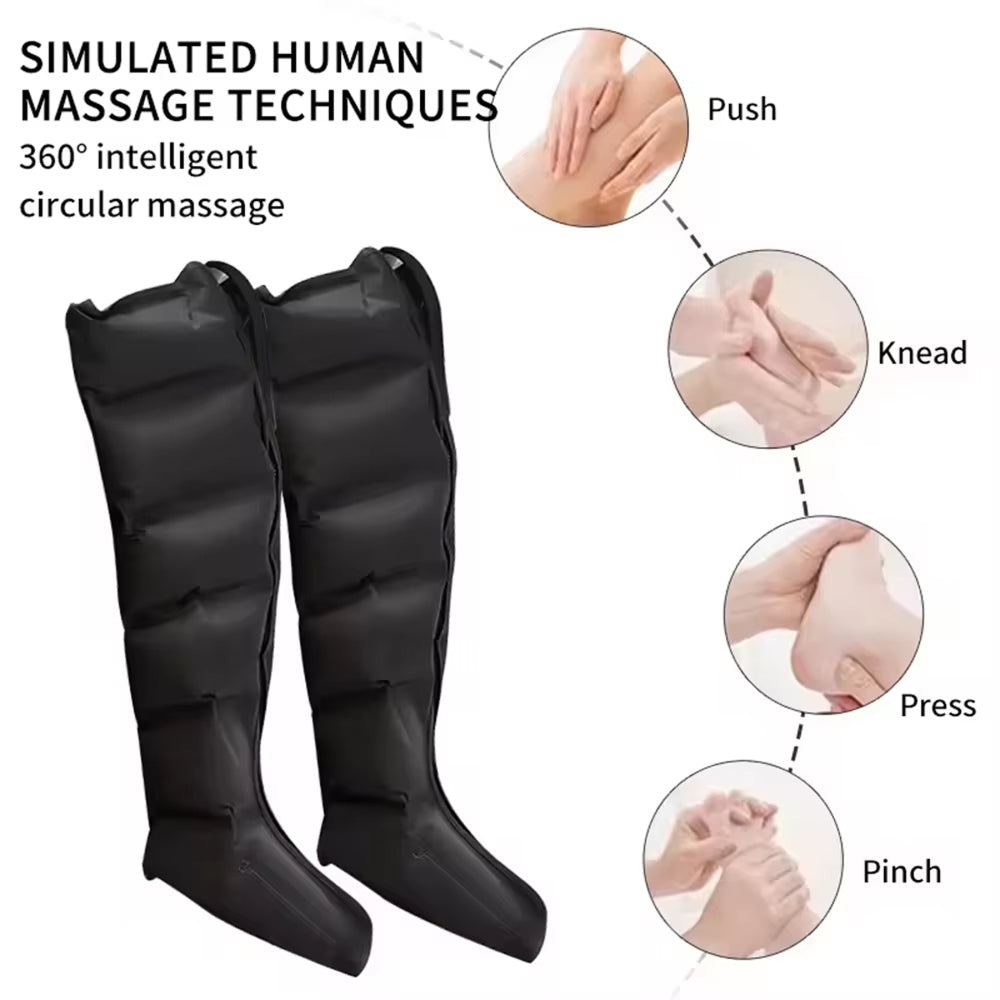 ReliaLeg Air Compression Boots with 9 Massage Modes, 3-Speed Intensity, 360° Coverage and Intuitive LED Touch Screen
