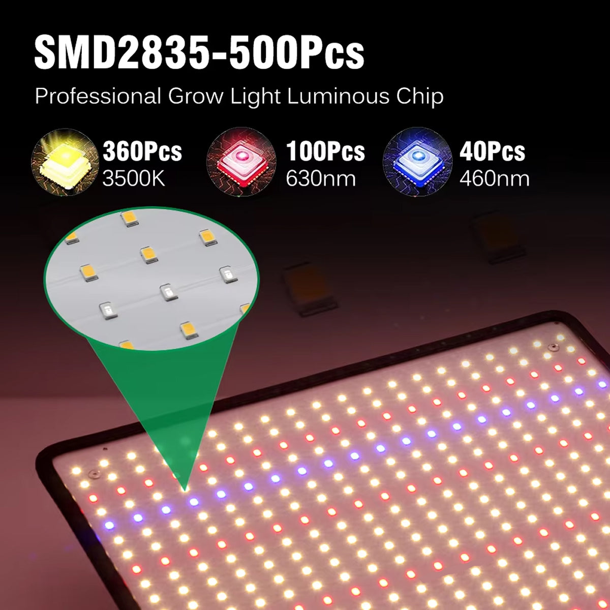 ResBloomi LED Grow Lights – Full Spectrum Sun-Like Spectrum, 10 Dimming Levels & Auto Cycle Timer