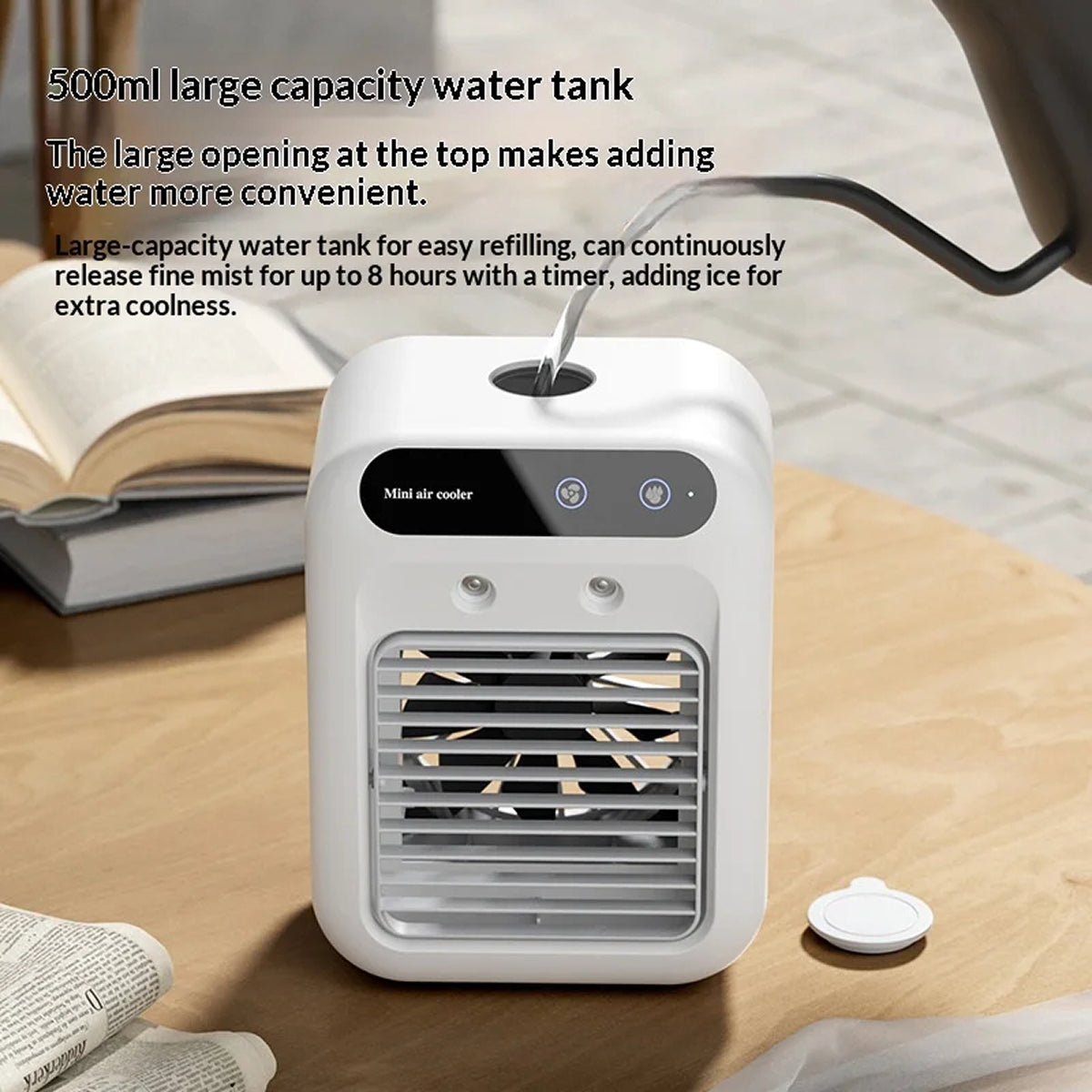 RimiLoxa 3-in-1 Portable Air Conditioner – Personal Evaporative Cooler, Adjustable Mist Fan & Multi-Color LED