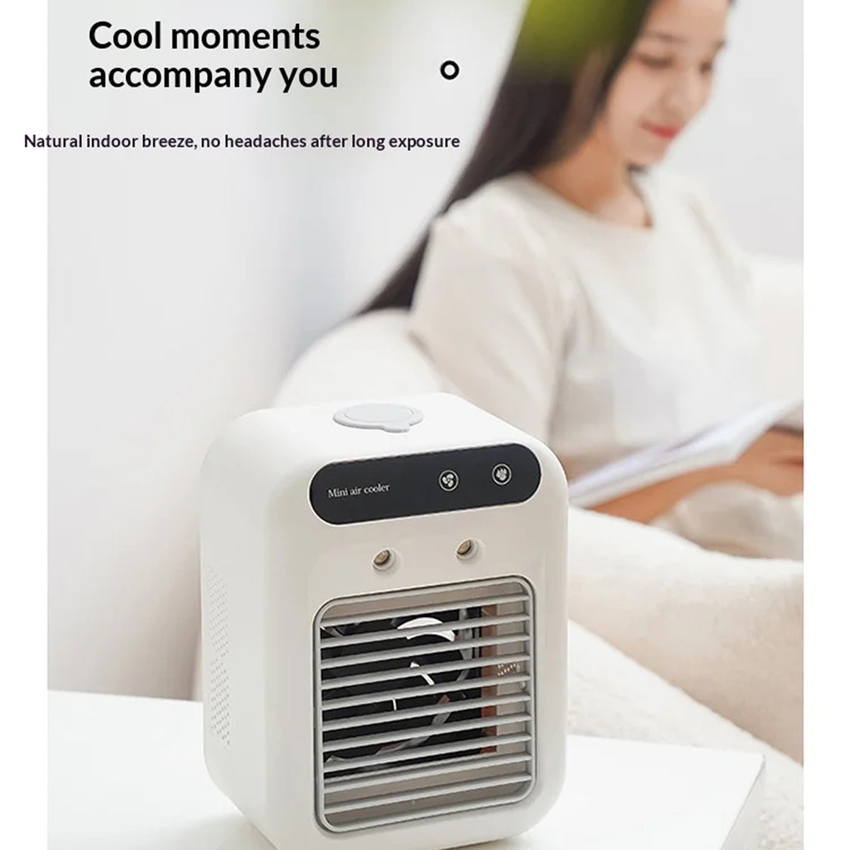 RimiLoxa 3-in-1 Portable Air Conditioner – Personal Evaporative Cooler, Adjustable Mist Fan & Multi-Color LED