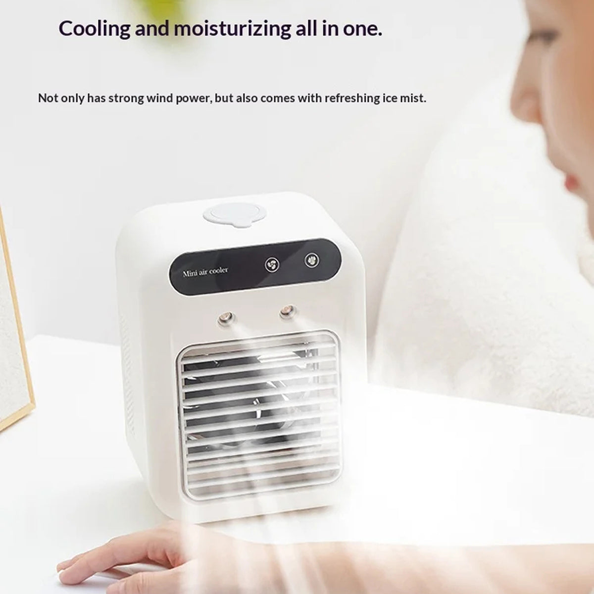 RimiLoxa 3-in-1 Portable Air Conditioner – Personal Evaporative Cooler, Adjustable Mist Fan & Multi-Color LED