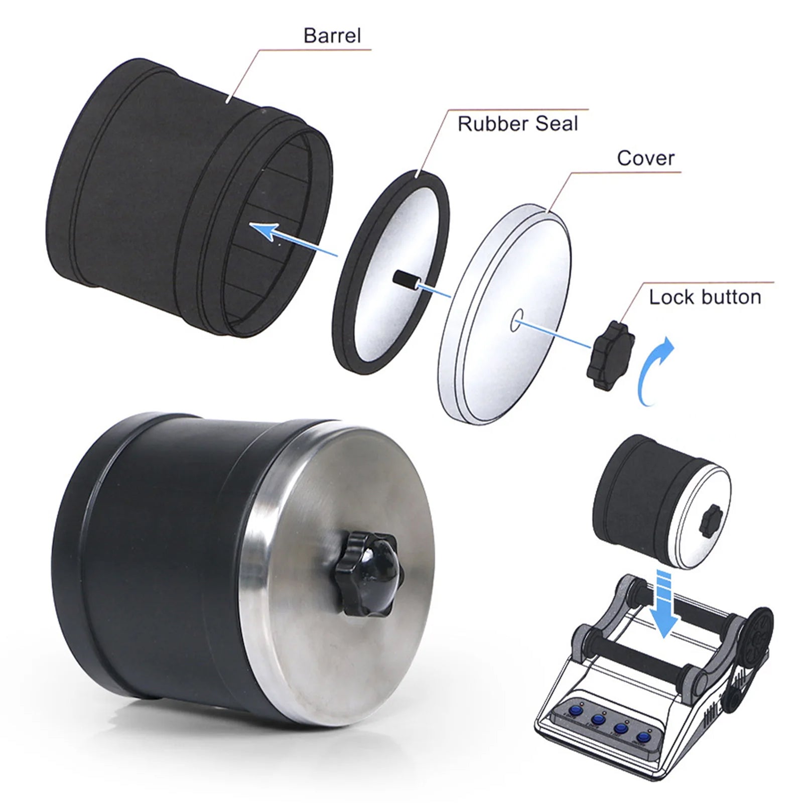 RociPolis Professional Rock Tumbler Kit – Quiet Leak-Proof Barrel with Gems, Grit & Jewelry Settings