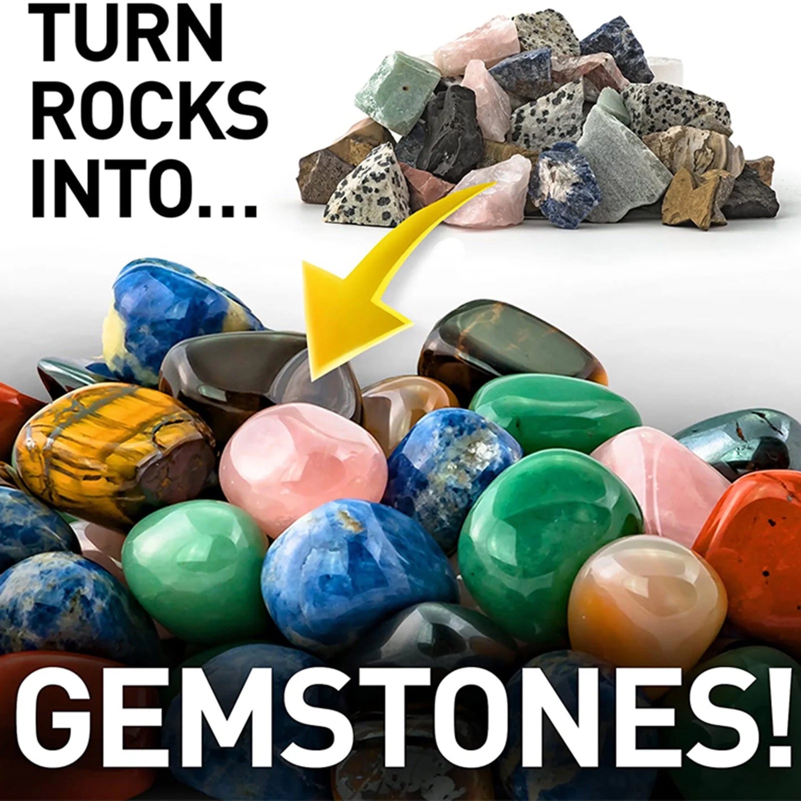 RociPolis Professional Rock Tumbler Kit – Quiet Leak-Proof Barrel with Gems, Grit & Jewelry Settings
