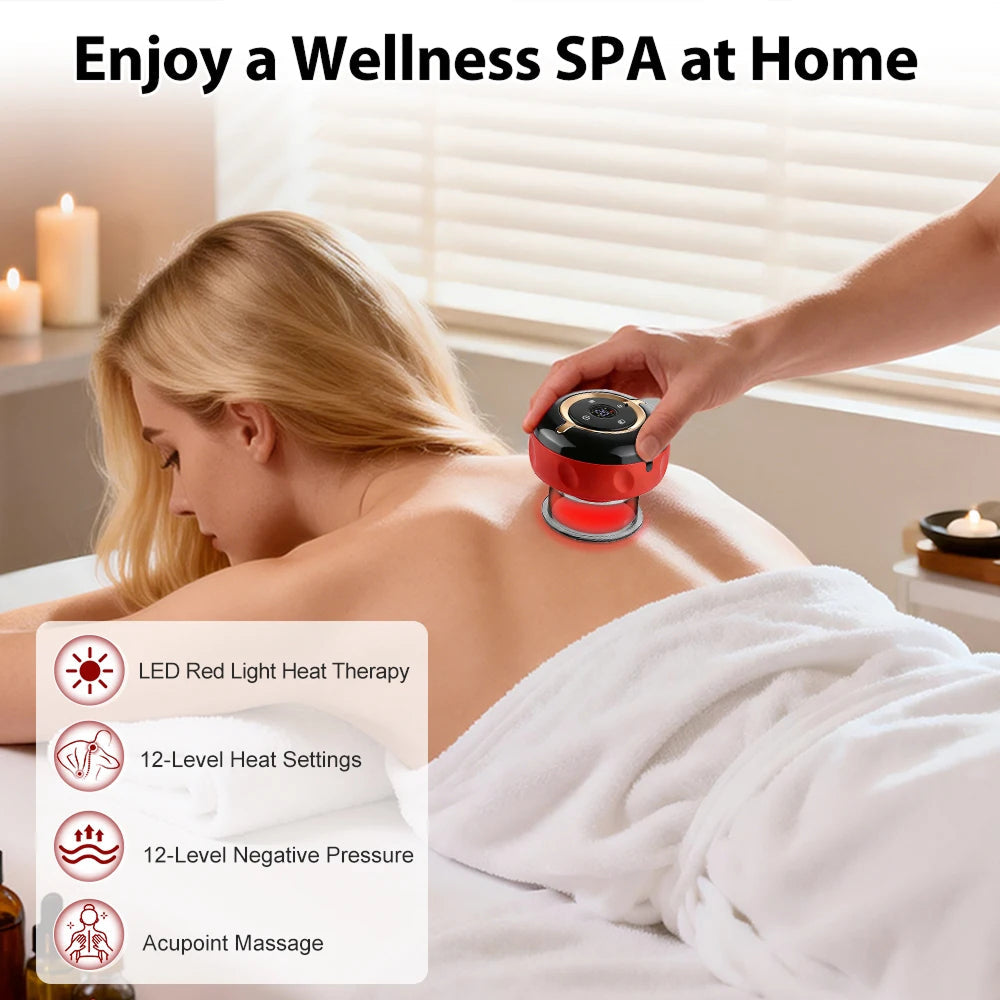 SapixAmi Smart Cupping Massager 12 Level Suction 12 Level Heat Red Light Therapy