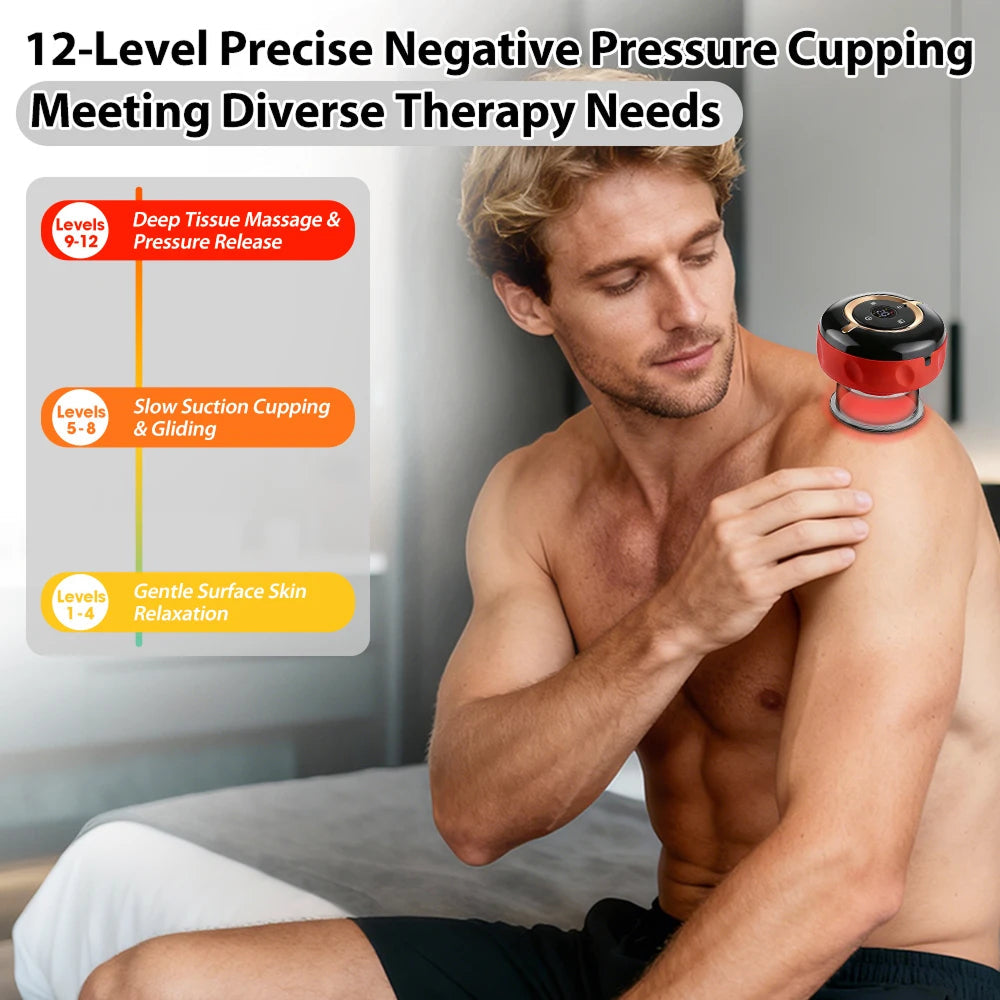 SapixAmi Smart Cupping Massager 12 Level Suction 12 Level Heat Red Light Therapy