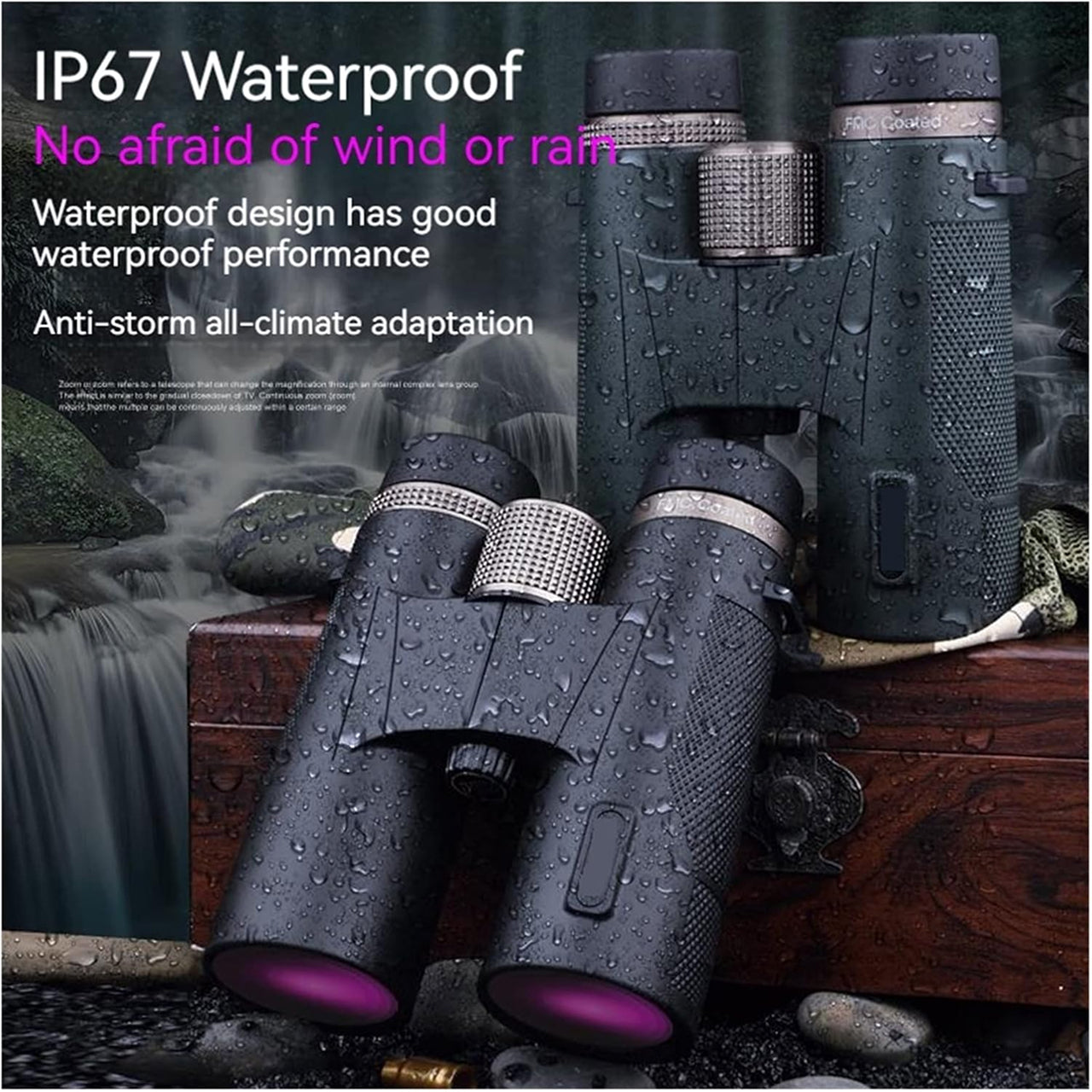 BinWicix 12x42 Hunting Binoculars – ED Glass, IP67 Waterproof & Red Coating High-Clarity Optics