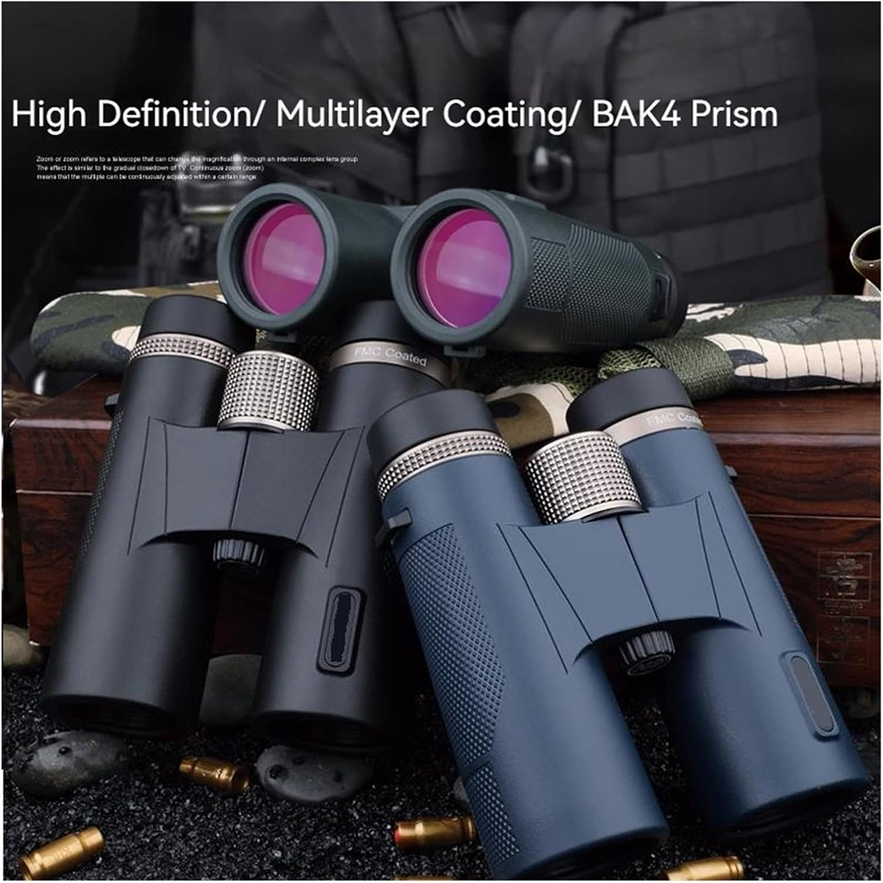 BinWicix 12x42 Hunting Binoculars – ED Glass, IP67 Waterproof & Red Coating High-Clarity Optics