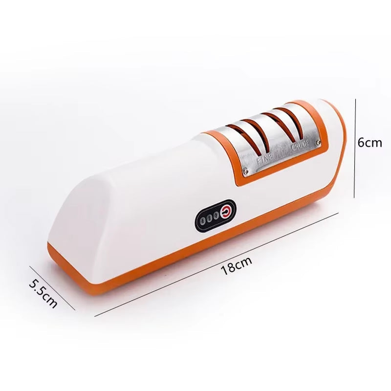 SharpyVex 3-Stage Electric Sharpener – Precision Diamond Abrasives, Scissor Slot & Non-Slip Base