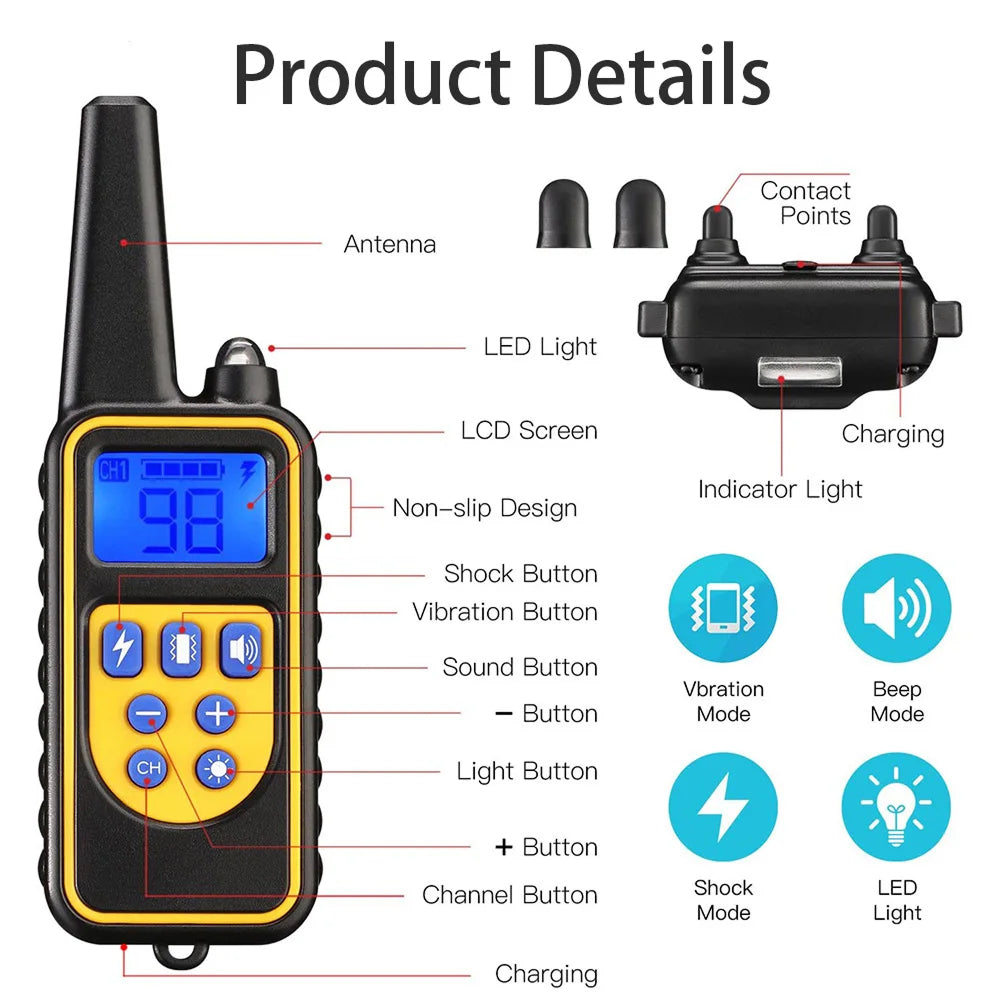 ShoKidex Smart Dog Training Collar – 2,600ft Range, 4 Humane Modes & IPX7 Waterproof for 3 Dogs