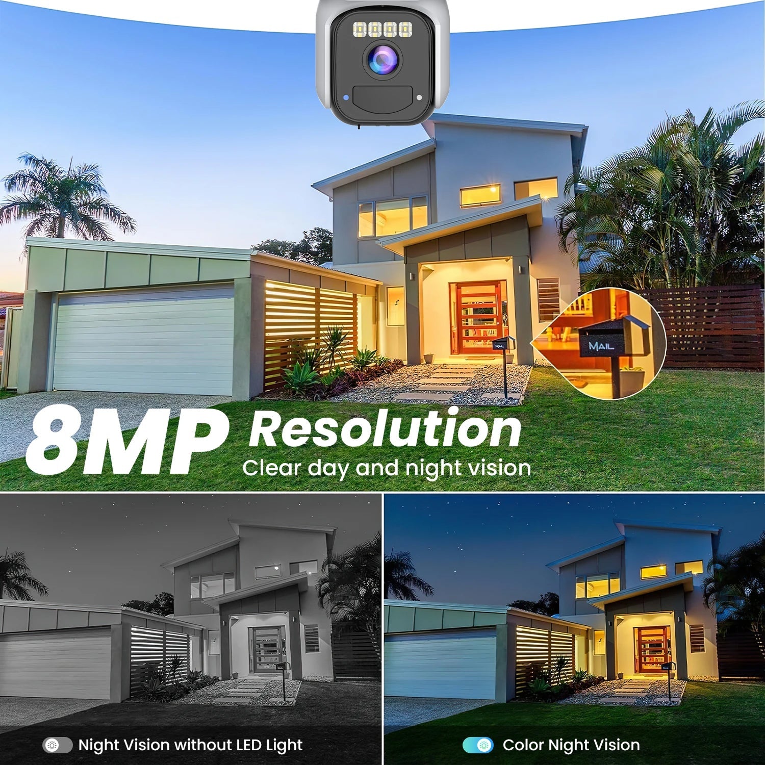 ElixForn 4K 8MP Solar Security Camera – 360° Pan-Tilt, AI Human Detection & Wire-Free Charging