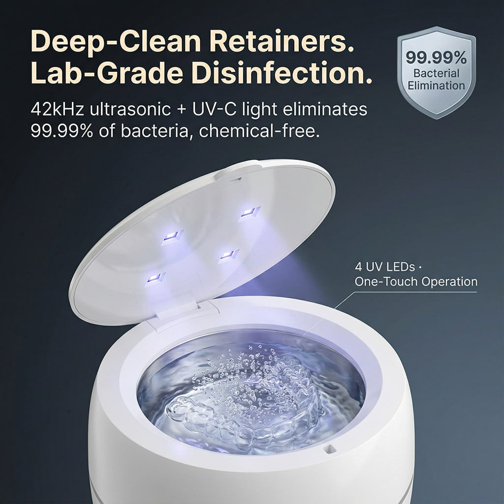 SoniMilix Ultrasonic Dental Pod – 42kHz High-Frequency Cleaning & UV-C Sanitization for Retainers