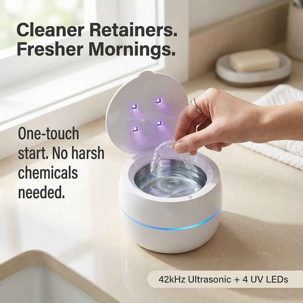 SoniMilix Ultrasonic Dental Pod – 42kHz High-Frequency Cleaning & UV-C Sanitization for Retainers