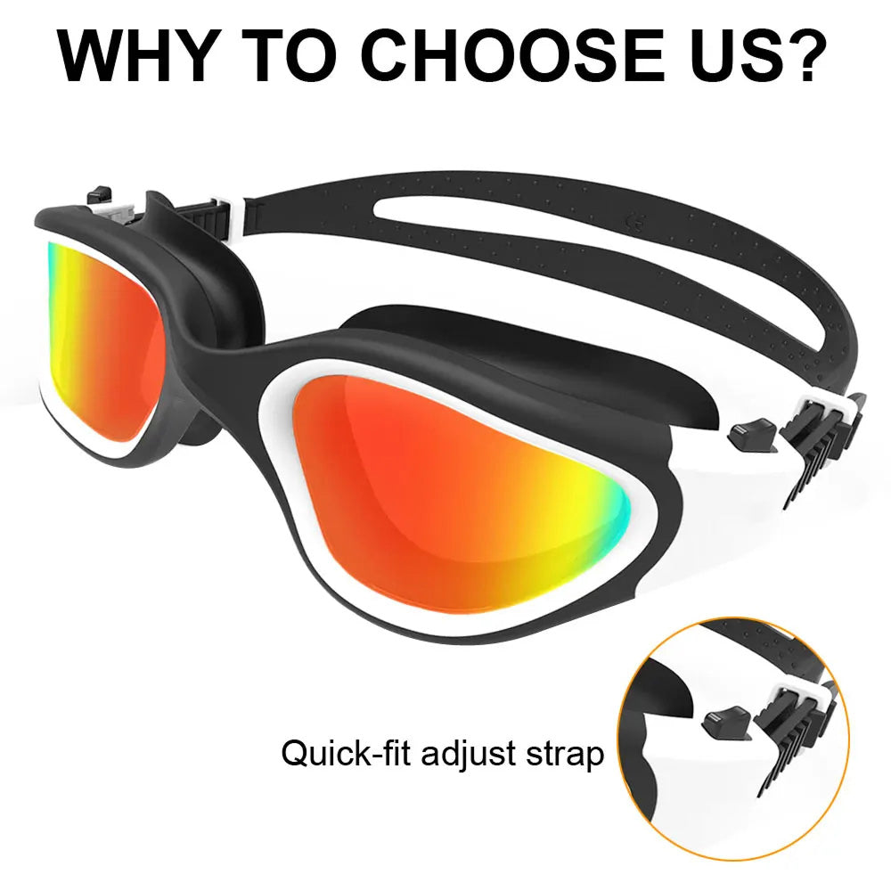 SwiGoxim Polarized Swim Goggles Anti-Fog UV Protection No-Leaking Wide Vision for Adults