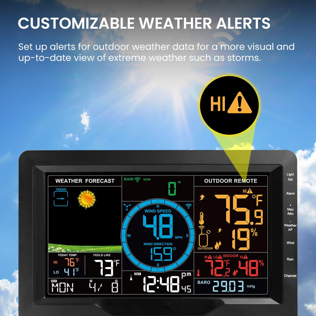TaciAtmos Digital Outdoor Thermometer – Wireless Weather Station, High-Precision Sensors & Backlit Screen