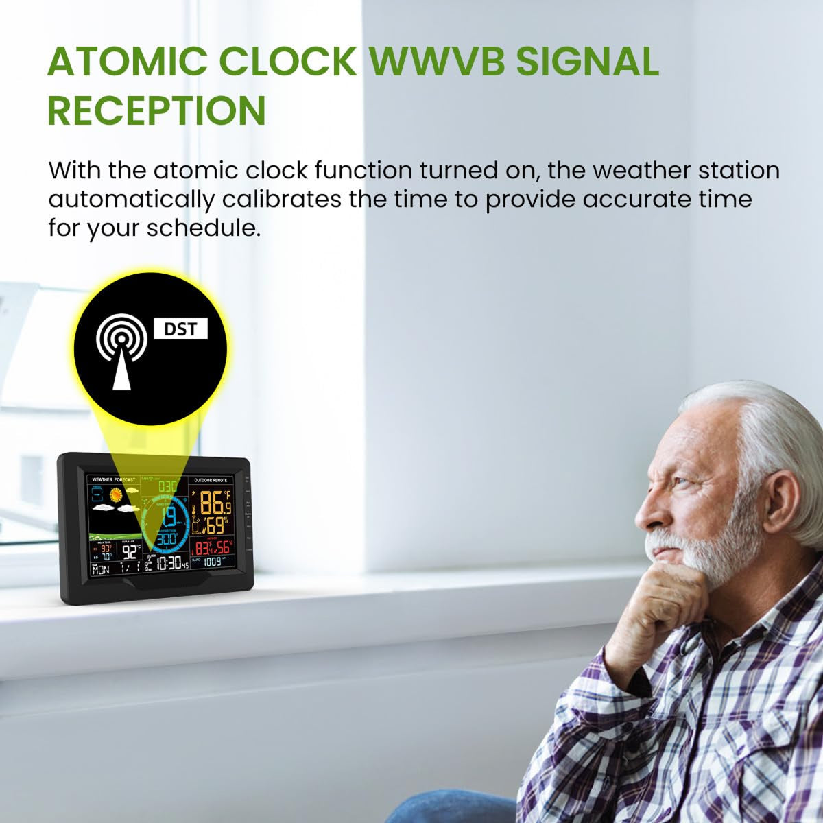 TaciAtmos Digital Outdoor Thermometer – Wireless Weather Station, High-Precision Sensors & Backlit Screen