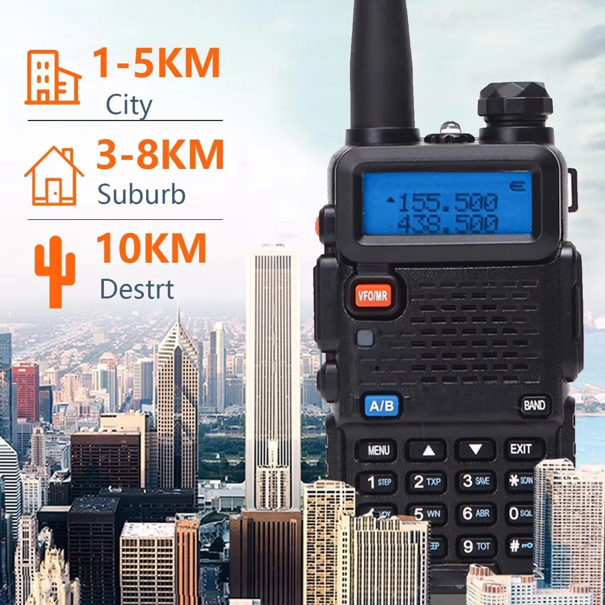 TalkoTake GMRS Two-Way Radio – Long Range Communication, 22 Channels & IP54 Weatherproof Design