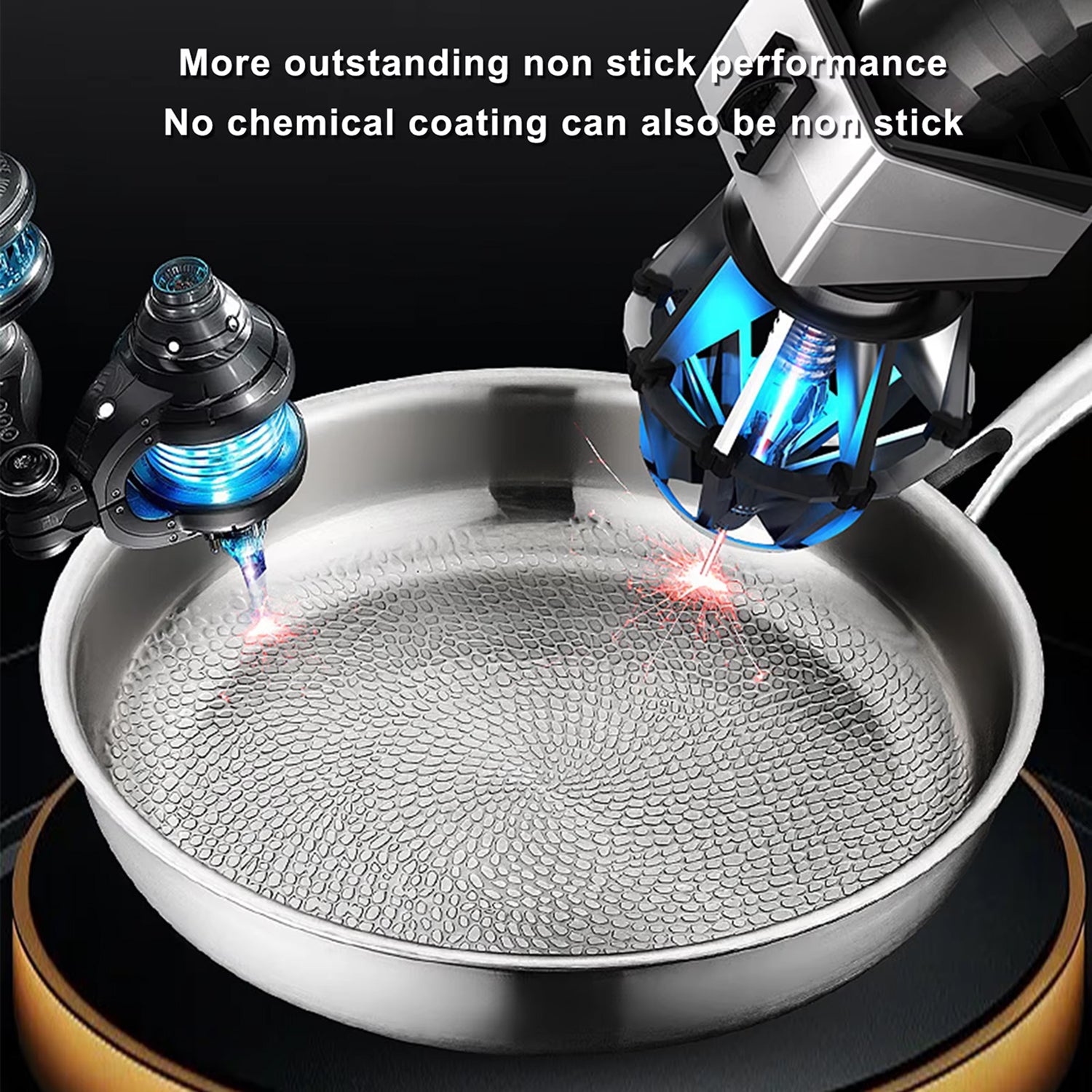 TiMaxpi 12-Inch Titanium Frying Pan – Hexagonal Non-Stick Surface, Scratch Resistant & All-Stove Ready