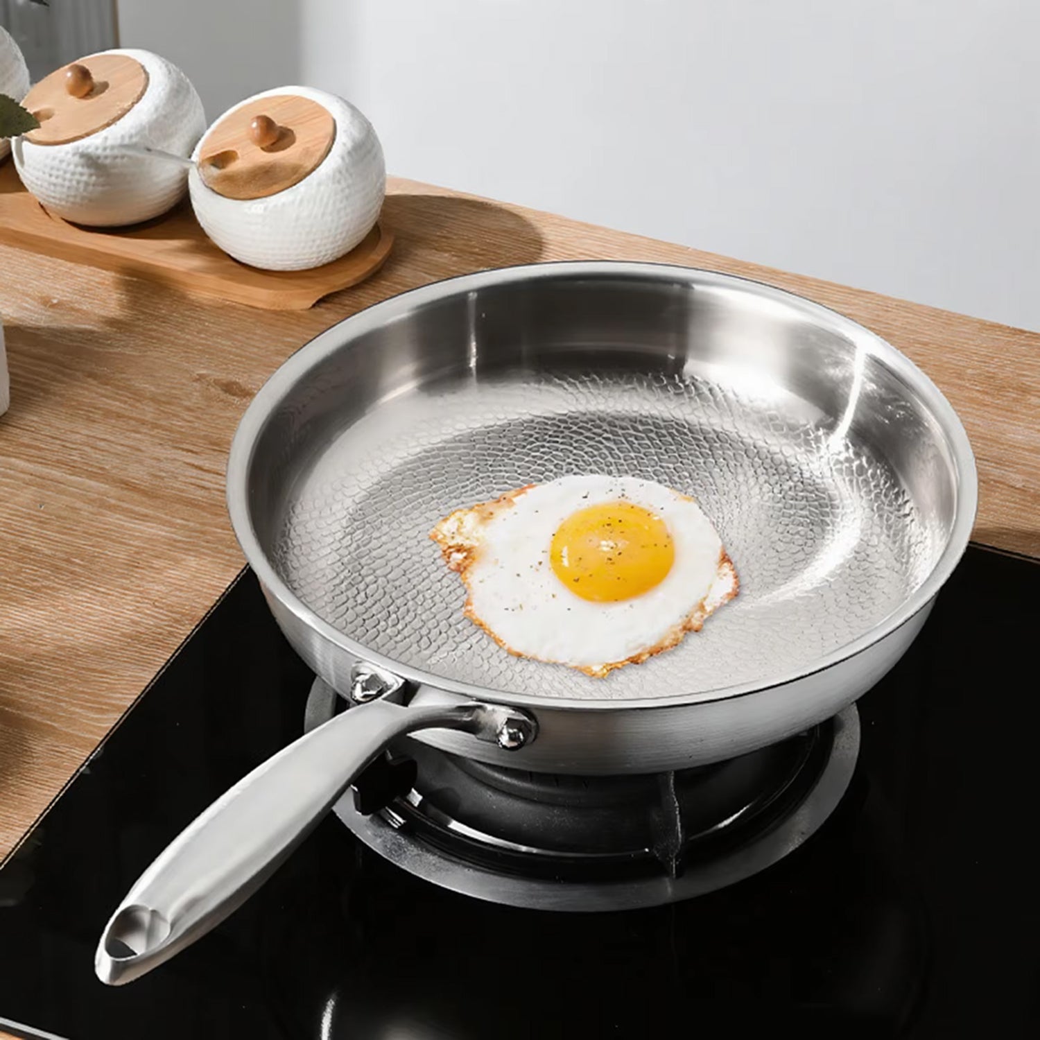 TiMaxpi 12-Inch Titanium Frying Pan – Hexagonal Non-Stick Surface, Scratch Resistant & All-Stove Ready