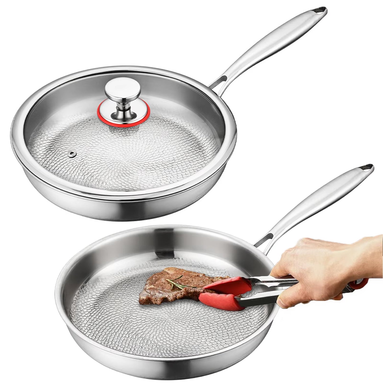 TiMaxpi 12-Inch Titanium Frying Pan – Hexagonal Non-Stick Surface, Scratch Resistant & All-Stove Ready