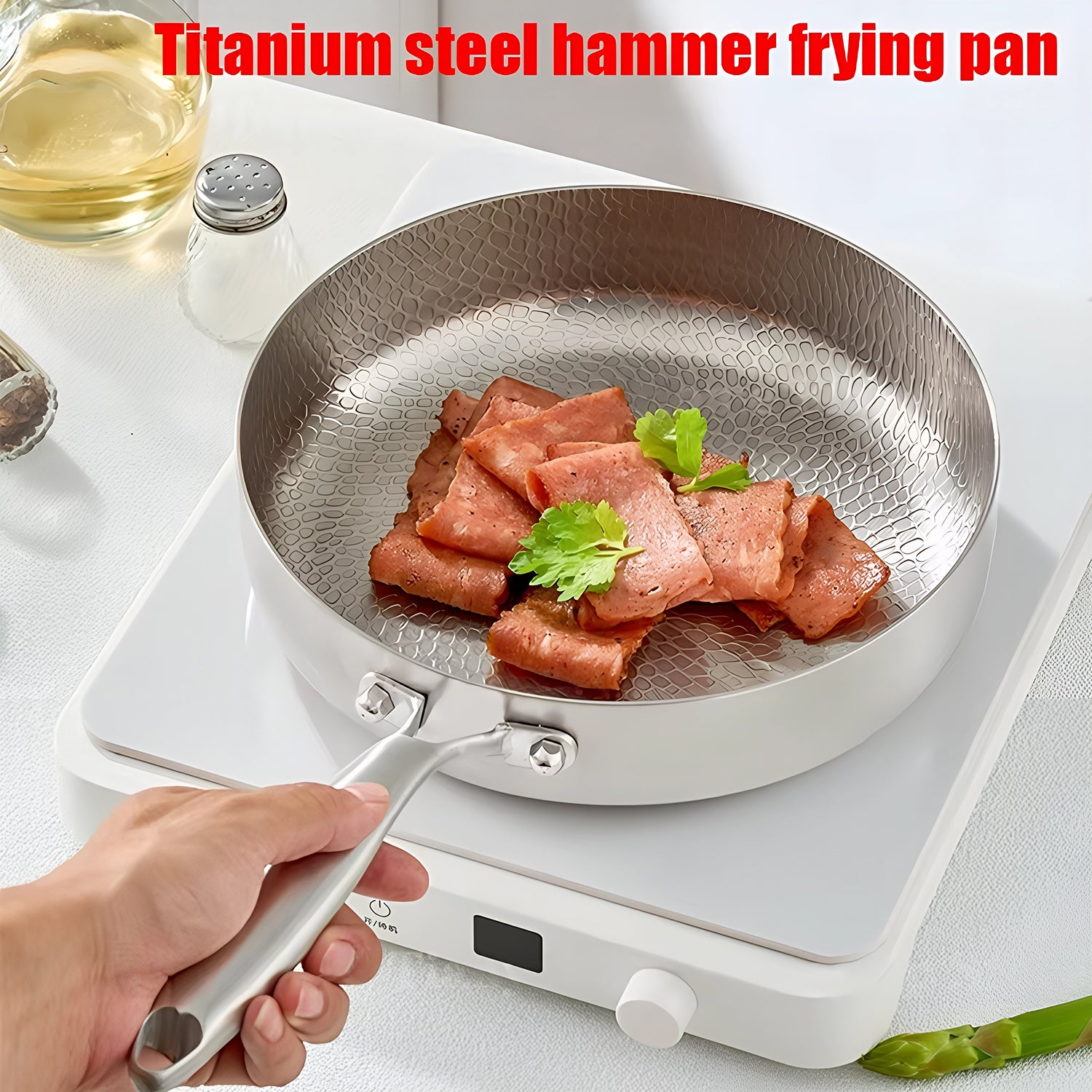 TiMaxpi 12-Inch Titanium Frying Pan – Hexagonal Non-Stick Surface, Scratch Resistant & All-Stove Ready