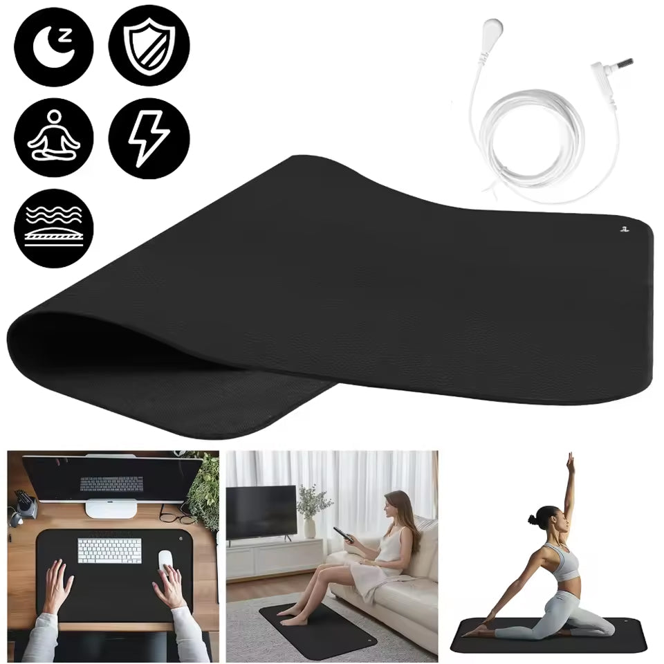 TixiWarmi Carbon Fiber Grounding Mat – Conductive Sleep Therapy, EMF Protection & Earth Cable