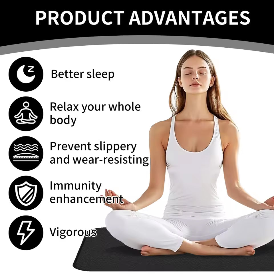 TixiWarmi Carbon Fiber Grounding Mat – Conductive Sleep Therapy, EMF Protection & Earth Cable