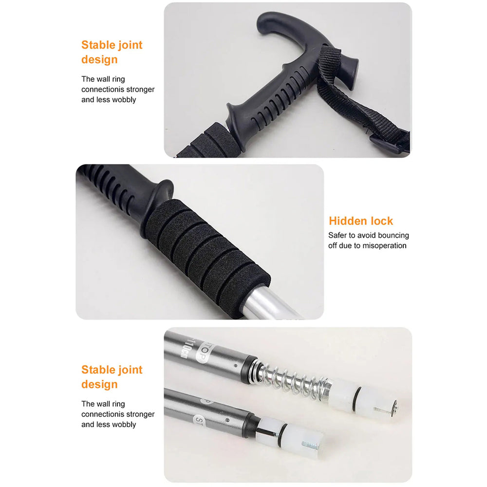 TrekPixin Professional Hiking Poles – Adjustable T-Handle Aluminum Alloy, 315g Lightweight Design