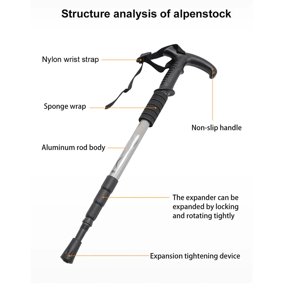 TrekPixin Professional Hiking Poles – Adjustable T-Handle Aluminum Alloy, 315g Lightweight Design
