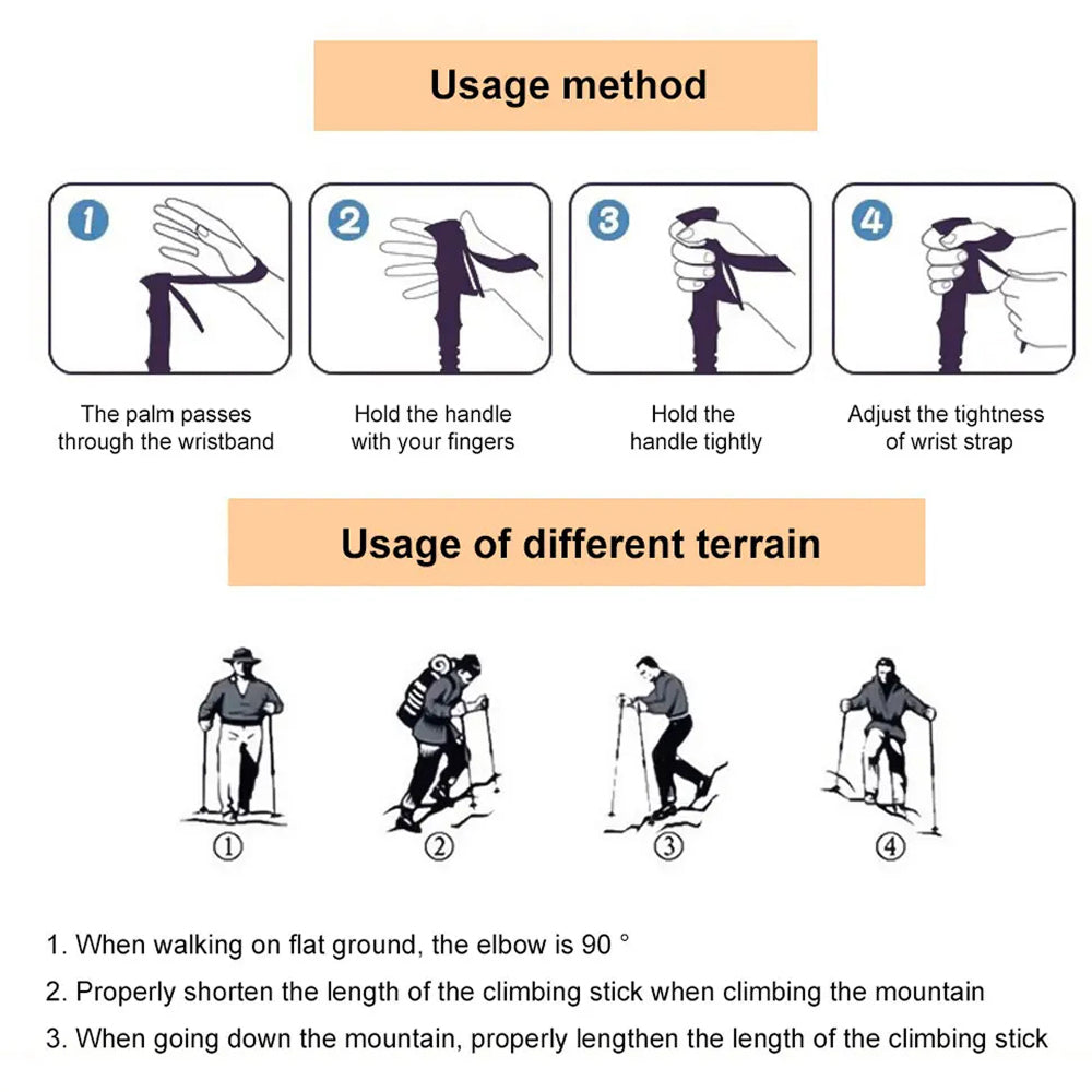 TrekPixin Professional Hiking Poles – Adjustable T-Handle Aluminum Alloy, 315g Lightweight Design