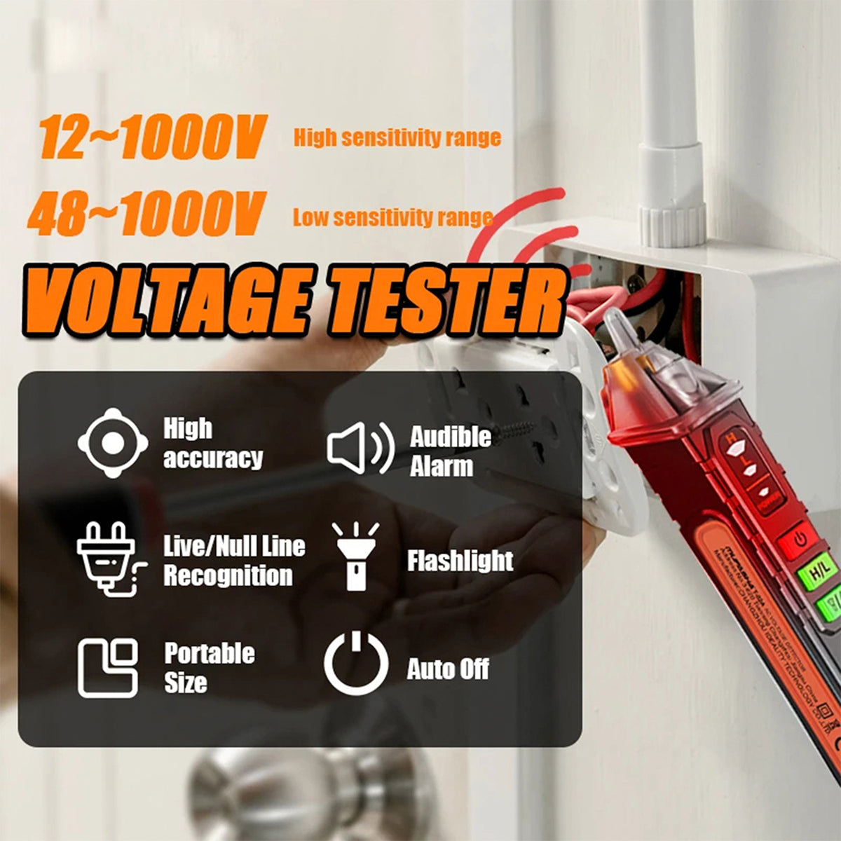 ValixRima Switchable H/L Sensitivity: High 12–1000V / Low 48–1000V For Accurate Detection