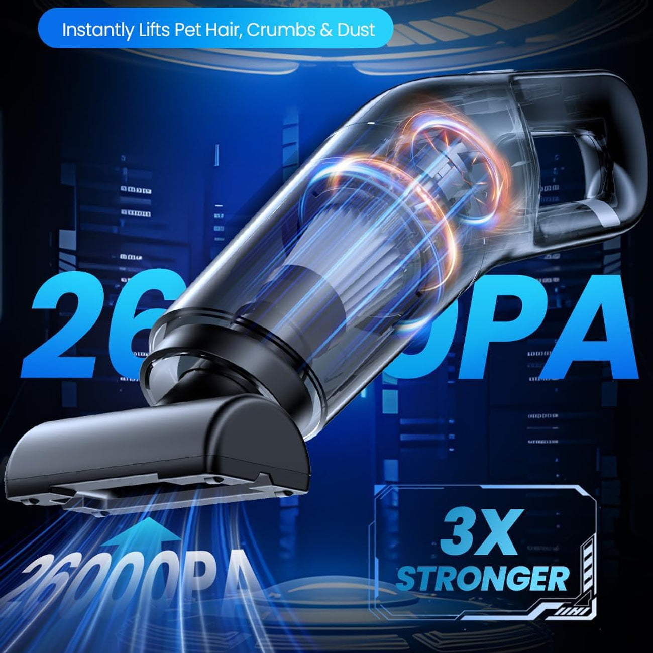 VamixLi Car Vacuum Cleaner - 26,000 PA Powerful Suction, 500g Ultra-Lightweight Cordless Handheld Vacuum