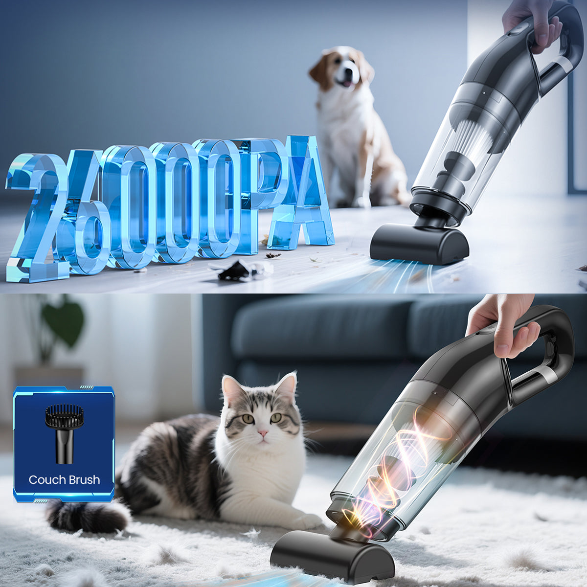 VamixLi Car Vacuum Cleaner - 26,000 PA Powerful Suction, 500g Ultra-Lightweight Cordless Handheld Vacuum