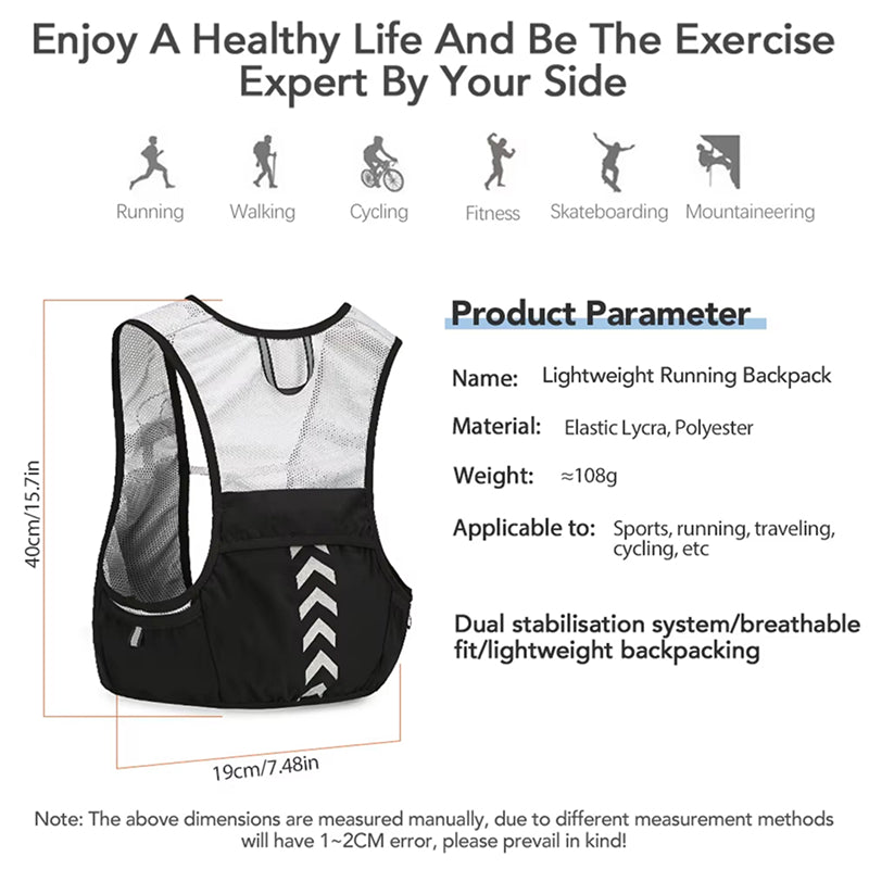 VetixMi Hydration Running Vest 108g Ultralight Waterproof Race Vest with Reflective Safety