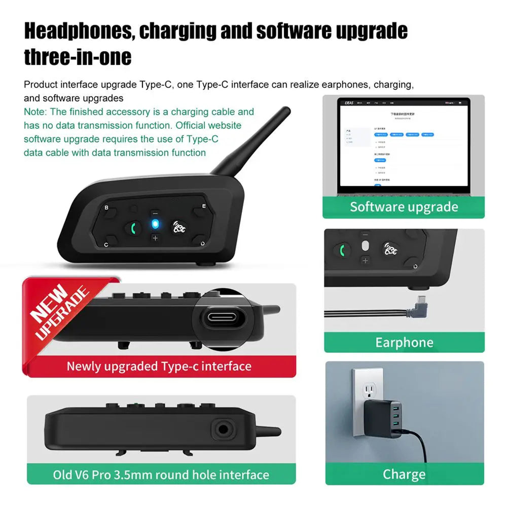 ViMocox Motorcycle Bluetooth Intercom – 800m Range, 6-Rider Connect & IP67 Waterproof Headset