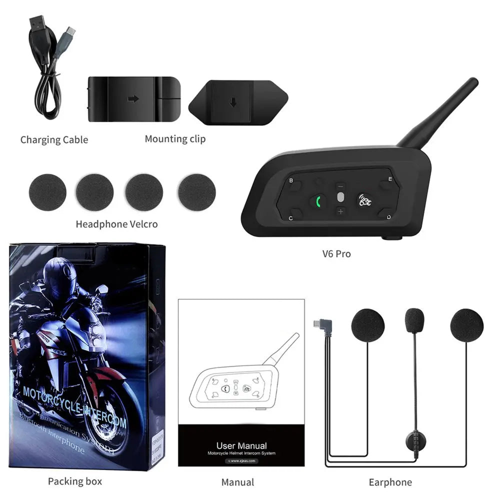 ViMocox Motorcycle Bluetooth Intercom – 800m Range, 6-Rider Connect & IP67 Waterproof Headset