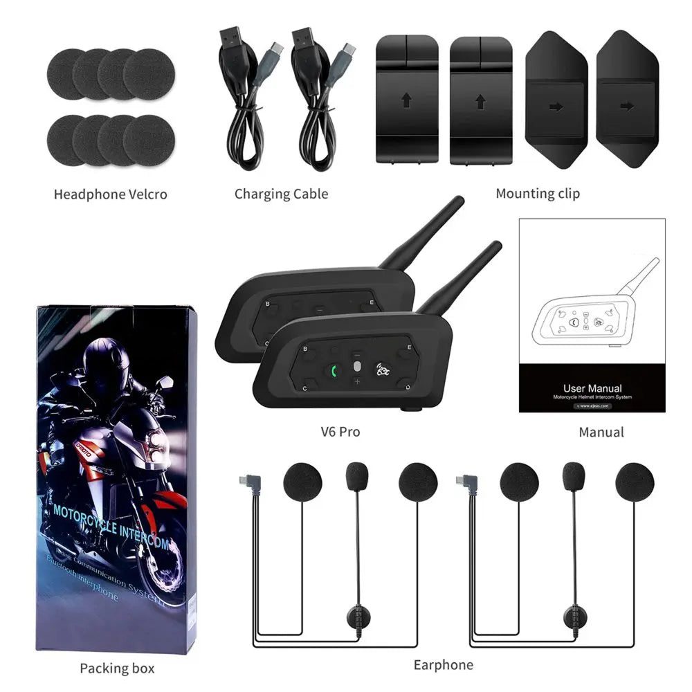 ViMocox Motorcycle Bluetooth Intercom – 800m Range, 6-Rider Connect & IP67 Waterproof Headset