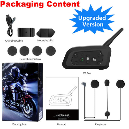 ViMocox Motorcycle Bluetooth Intercom – 800m Range, 6-Rider Connect & IP67 Waterproof Headset