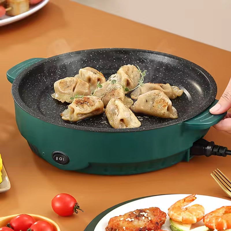 VixKilet Electric Skillet Non-Stick Hot Pot with Dual Power Control & Safety Shut-Off