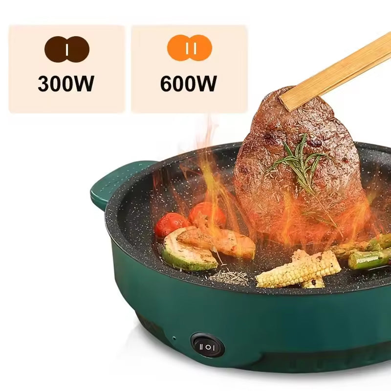 VixKilet Electric Skillet Non-Stick Hot Pot with Dual Power Control & Safety Shut-Off