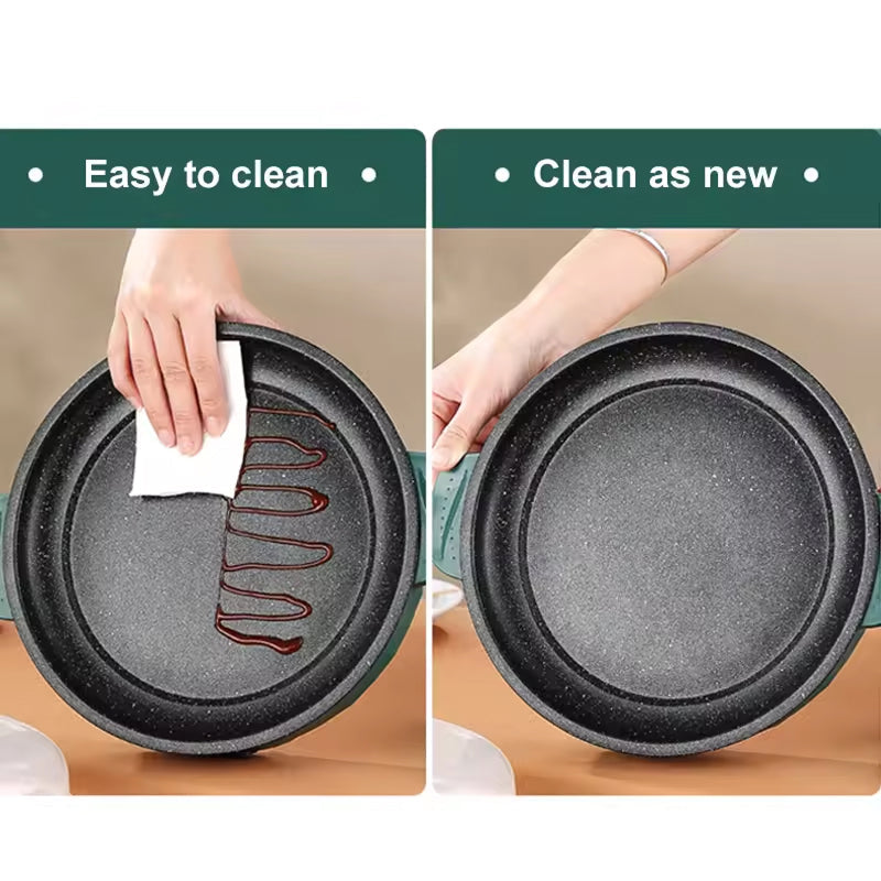 VixKilet Electric Skillet Non-Stick Hot Pot with Dual Power Control & Safety Shut-Off