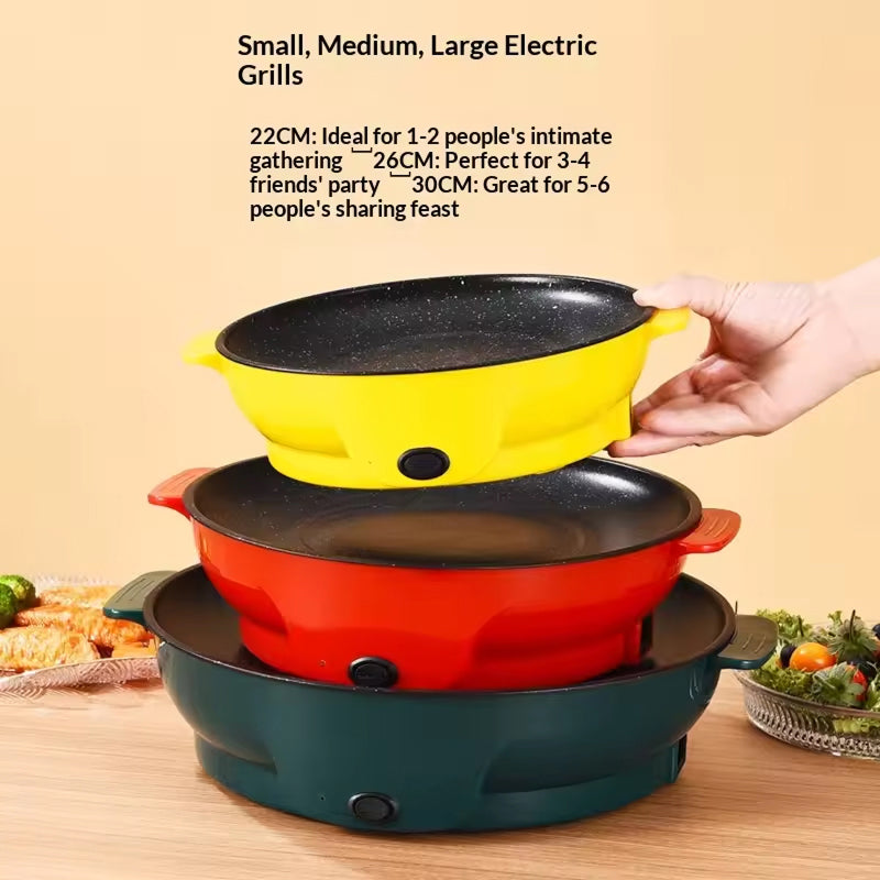 VixKilet Electric Skillet Non-Stick Hot Pot with Dual Power Control & Safety Shut-Off