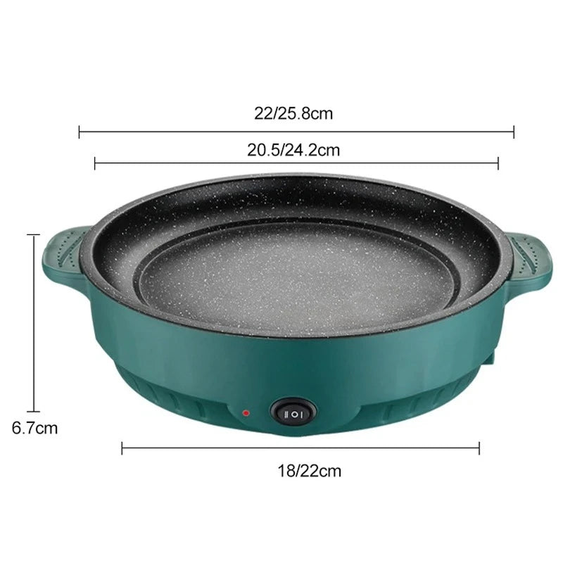 VixKilet Electric Skillet Non-Stick Hot Pot with Dual Power Control & Safety Shut-Off