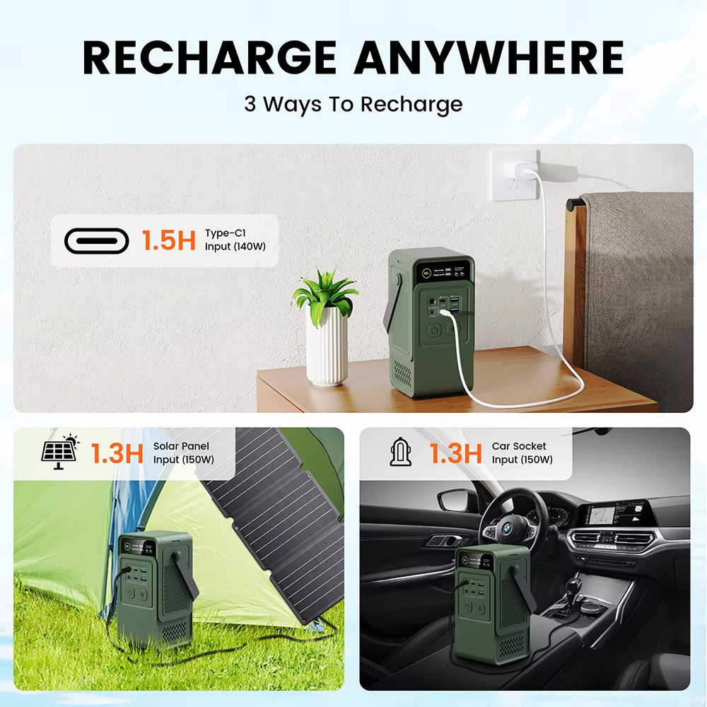ZingBoxi 296Wh Portable Power Station – PD 100W Fast Charging, AC Outlet & Solar Generator
