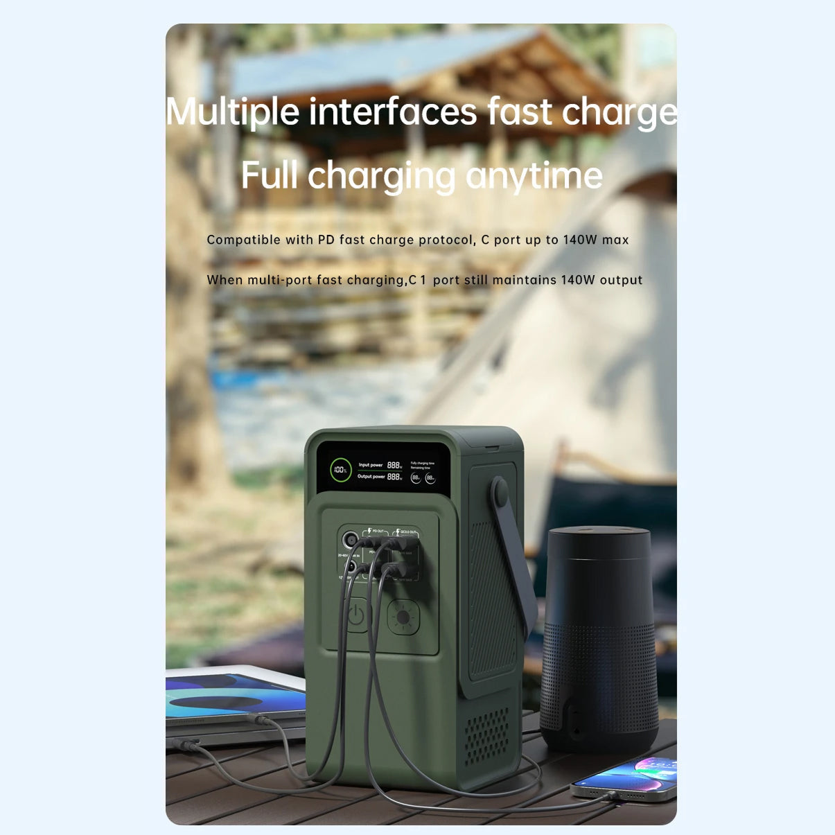 ZingBoxi 296Wh Portable Power Station – PD 100W Fast Charging, AC Outlet & Solar Generator