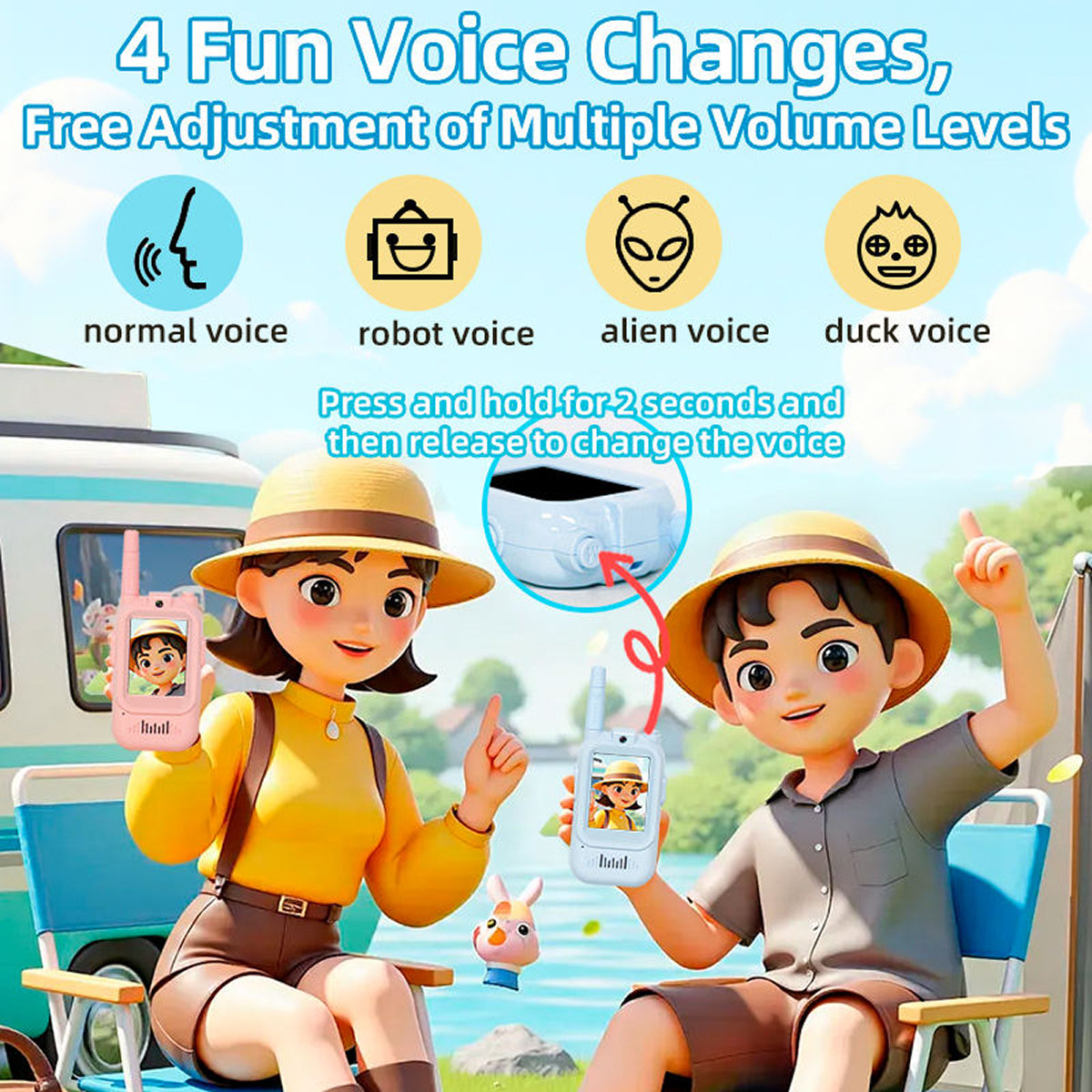 WaniTalki 22-Channel Kid Walkie Talkies – 3-Mile Long Range, VOX Hands-Free & Built-in Flashlight