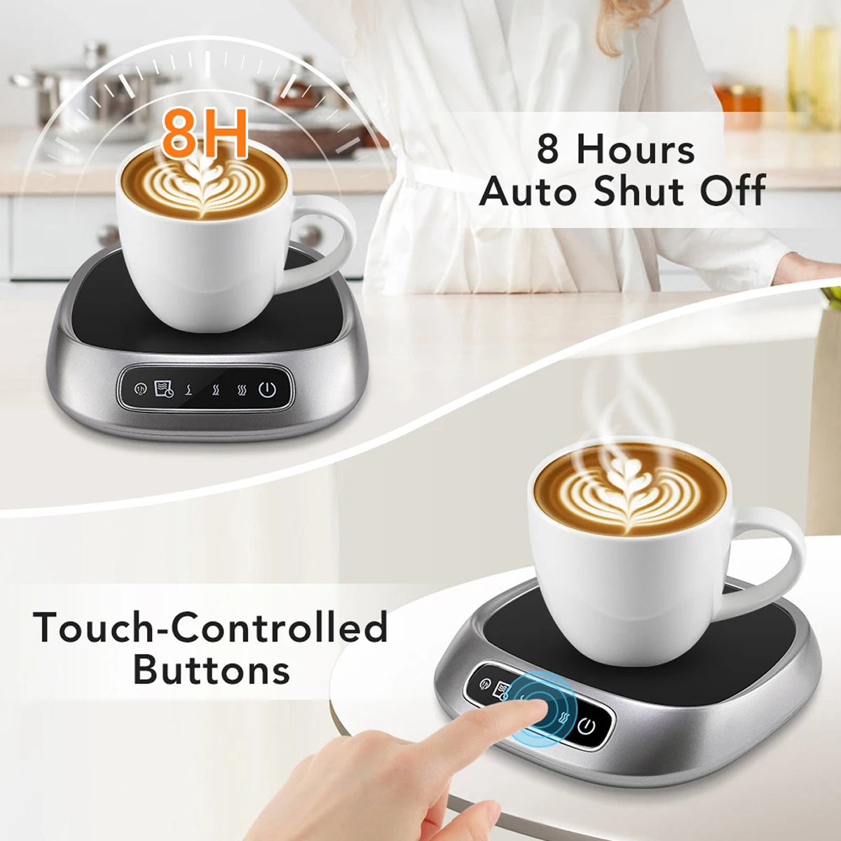 WarimCovi Coffee Mug Warmer 3 Temperature Settings 8H Auto Shut Off USB Powered